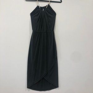 Casual Black Envelope Style Dress